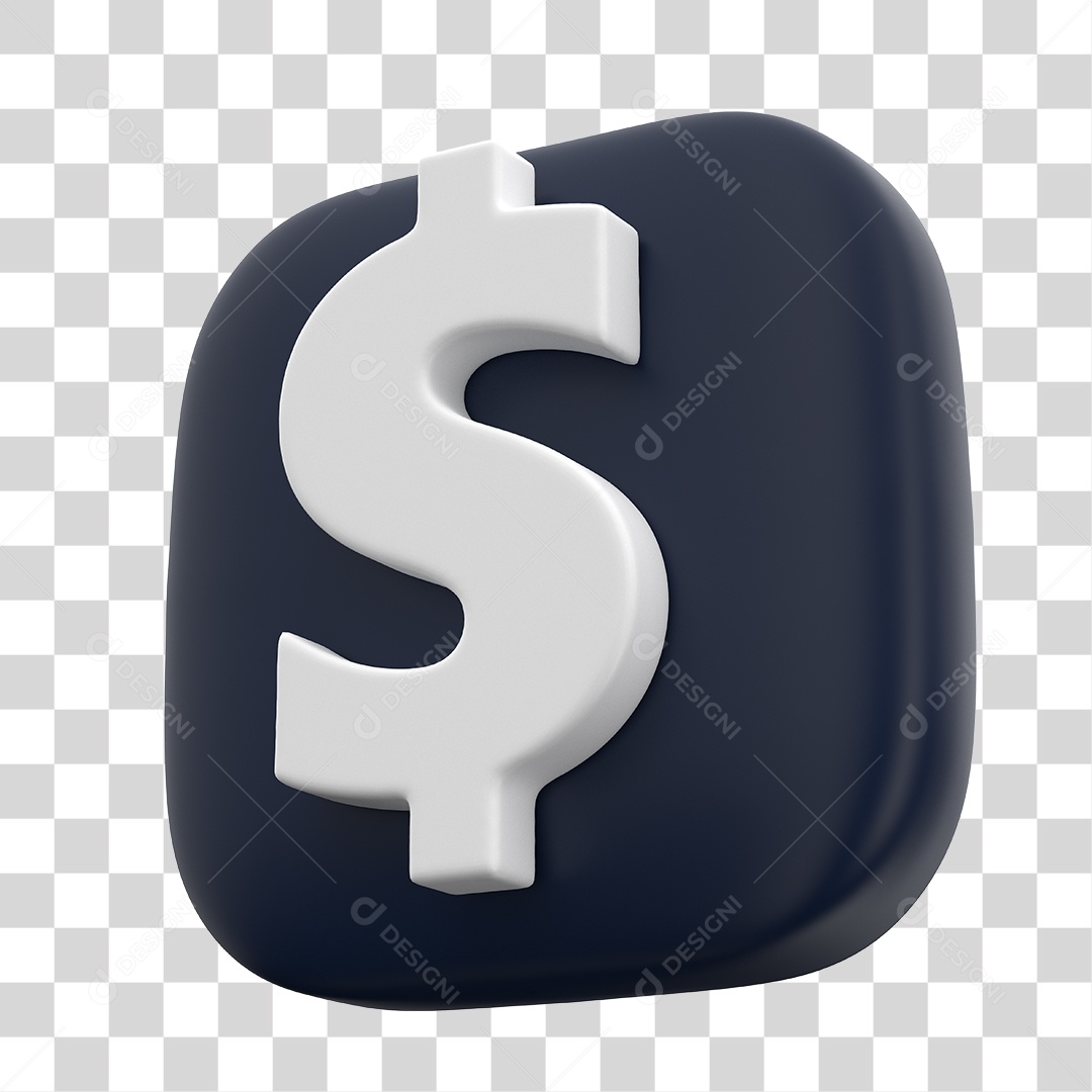 Ícone de Cifrão 3D Para Composição PNG Transparente