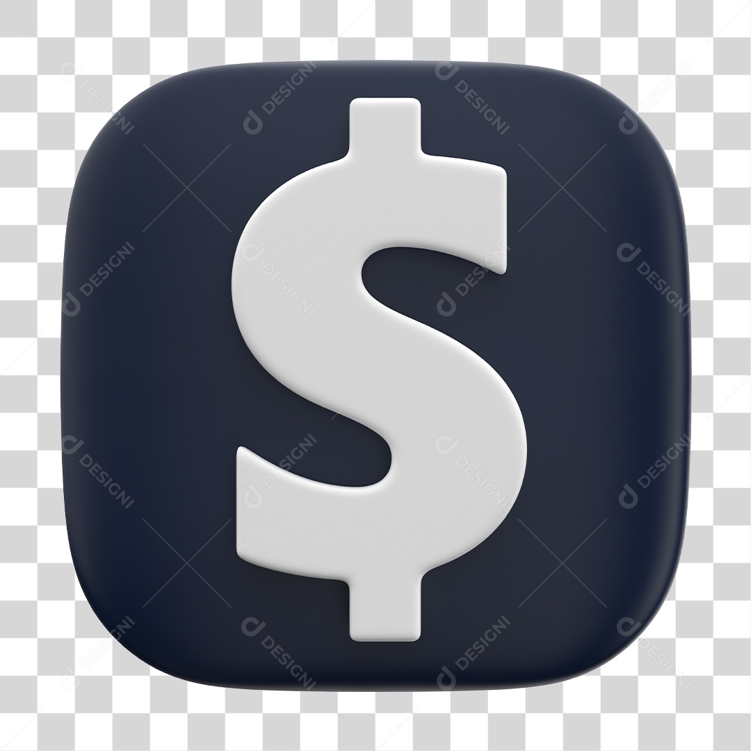 Ícone de Cifrão 3D Para Composição PNG Transparente