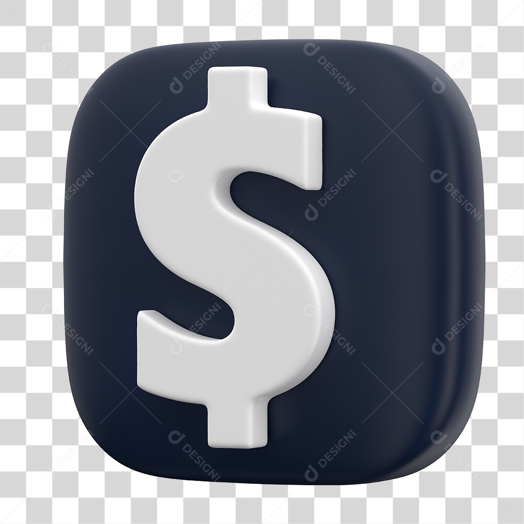 Ícone de Cifrão 3D Para Composição PNG Transparente