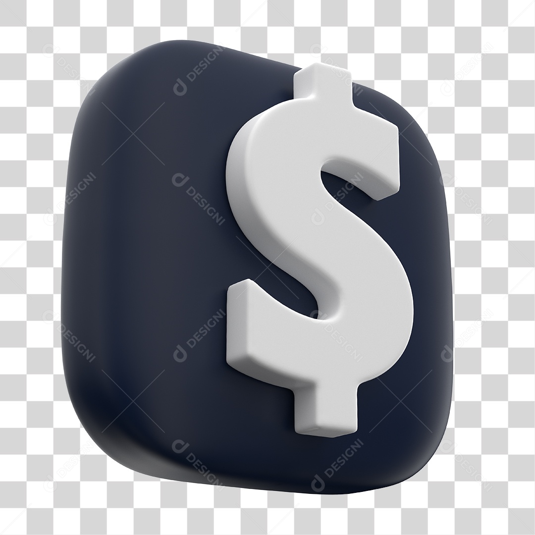 Ícone de Cifrão 3D Para Composição PNG Transparente