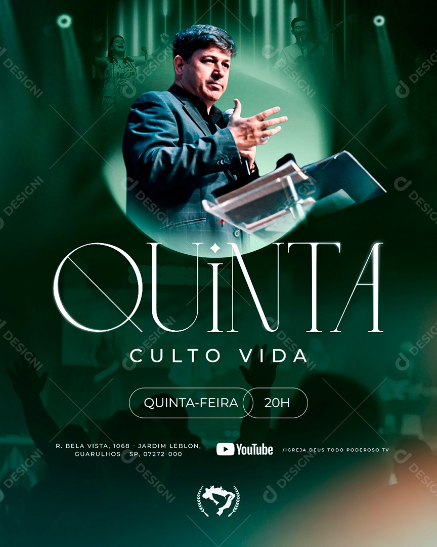 Post Quinta Culto da Vida Evangélico Social Media PSD Editável