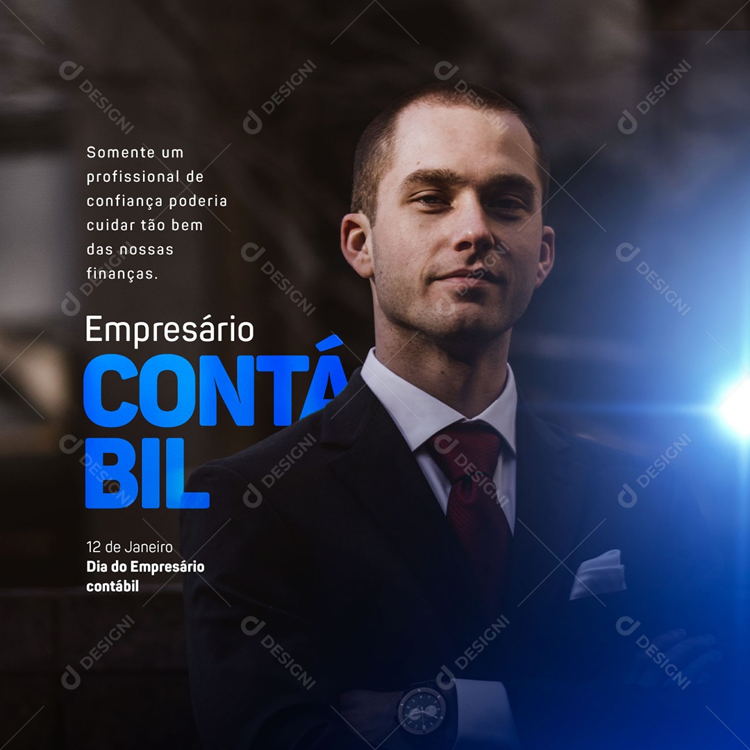 Social Media Dia do Empresário Contábil Parabéns 12 de Janeiro PSD Editável