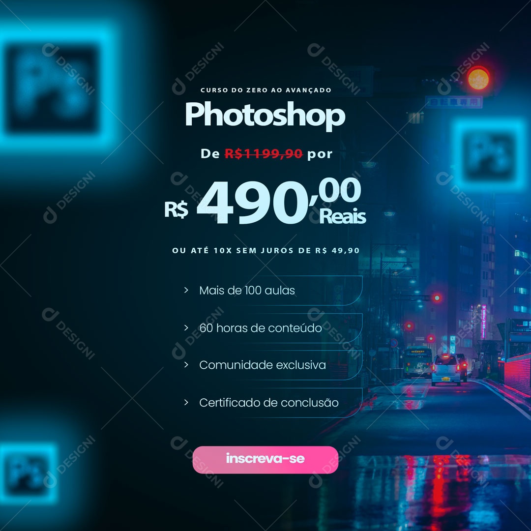 Curso do Zero Ao Avançado Photoshop Infoproduto Social Media PSD Editável