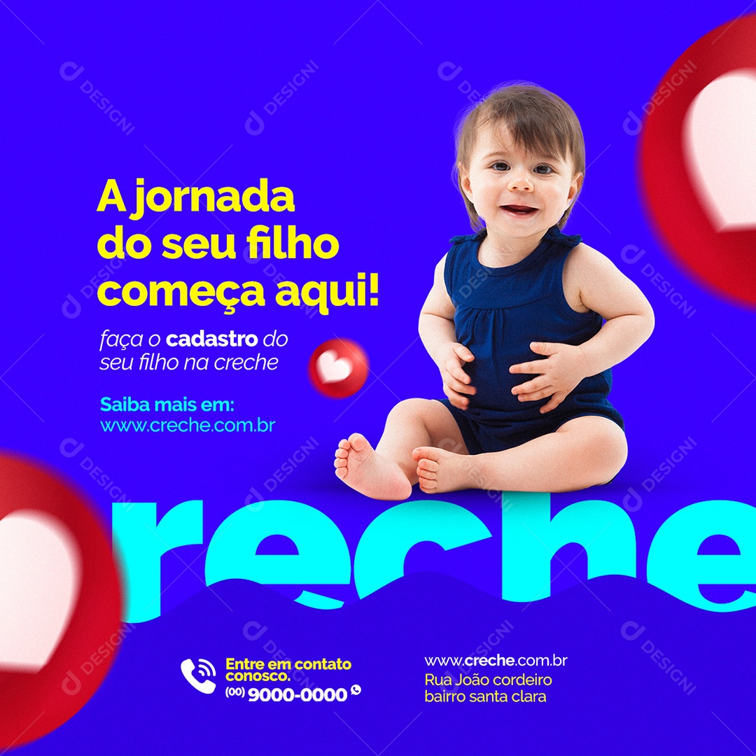 A Jornada do Seu Filho Começa Aqui Creche Social Media PSD Editável