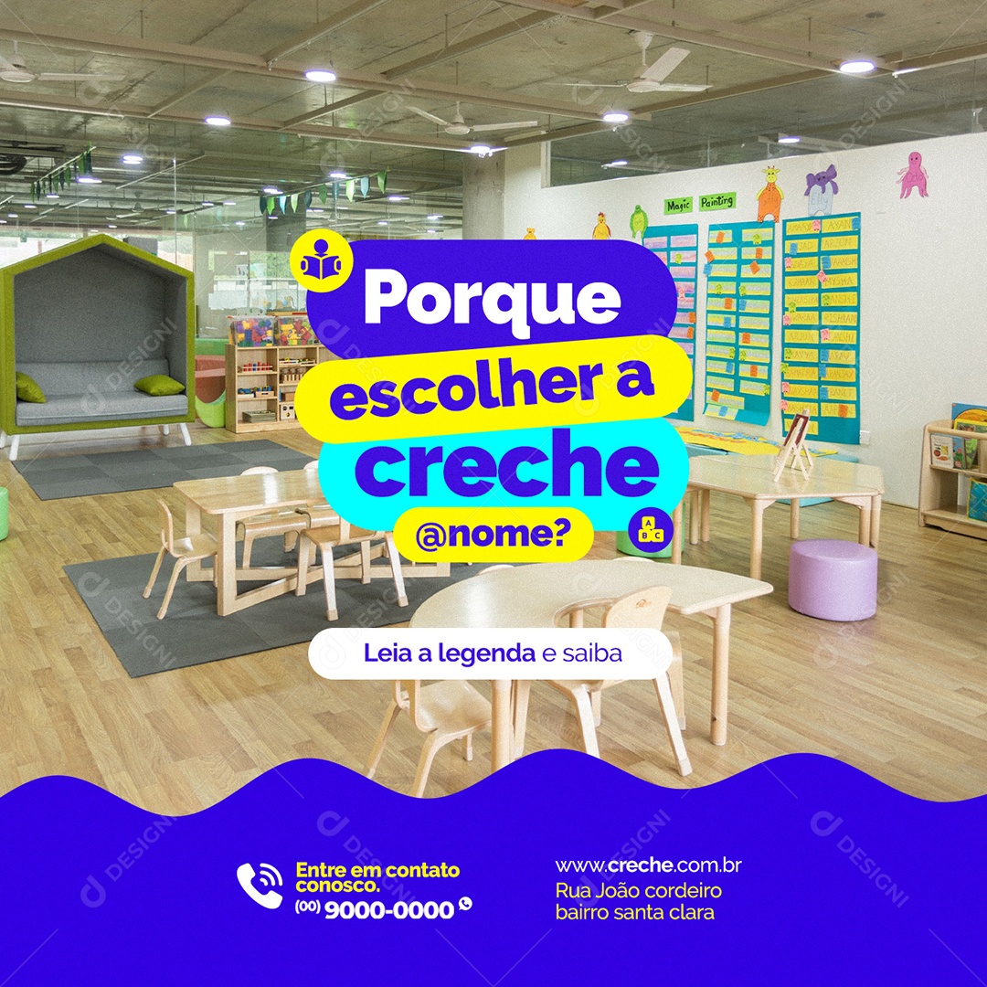 Porque Escolher a Creche Social Media PSD Editável