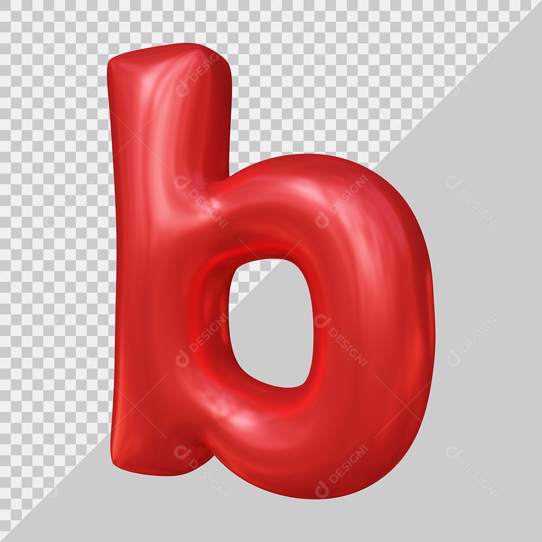 Elemento 3D Para Composição Letra B Minúscula Vermelha PSD