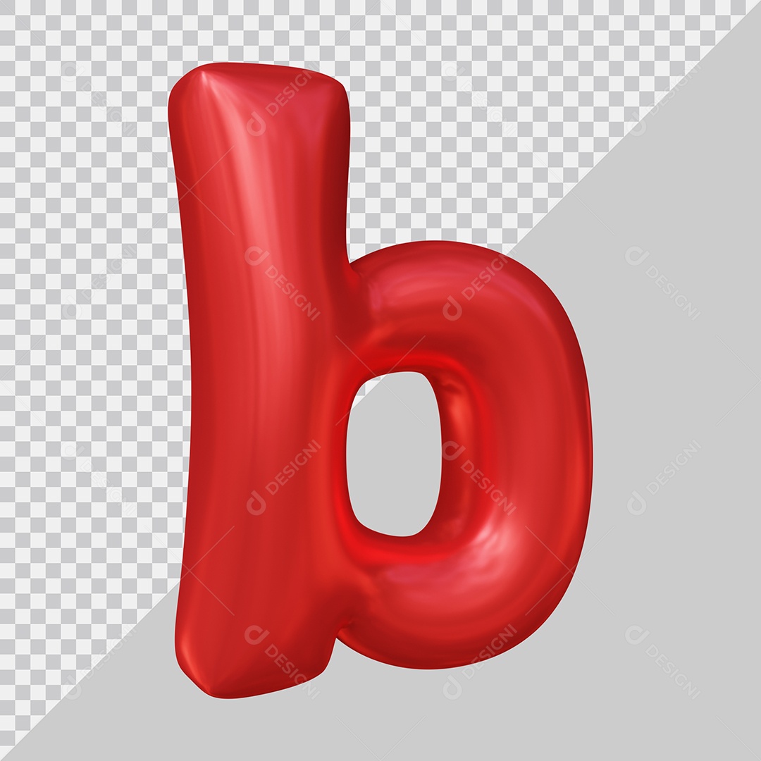 Elemento 3D Para Composição Letra B Minúscula Vermelha PSD