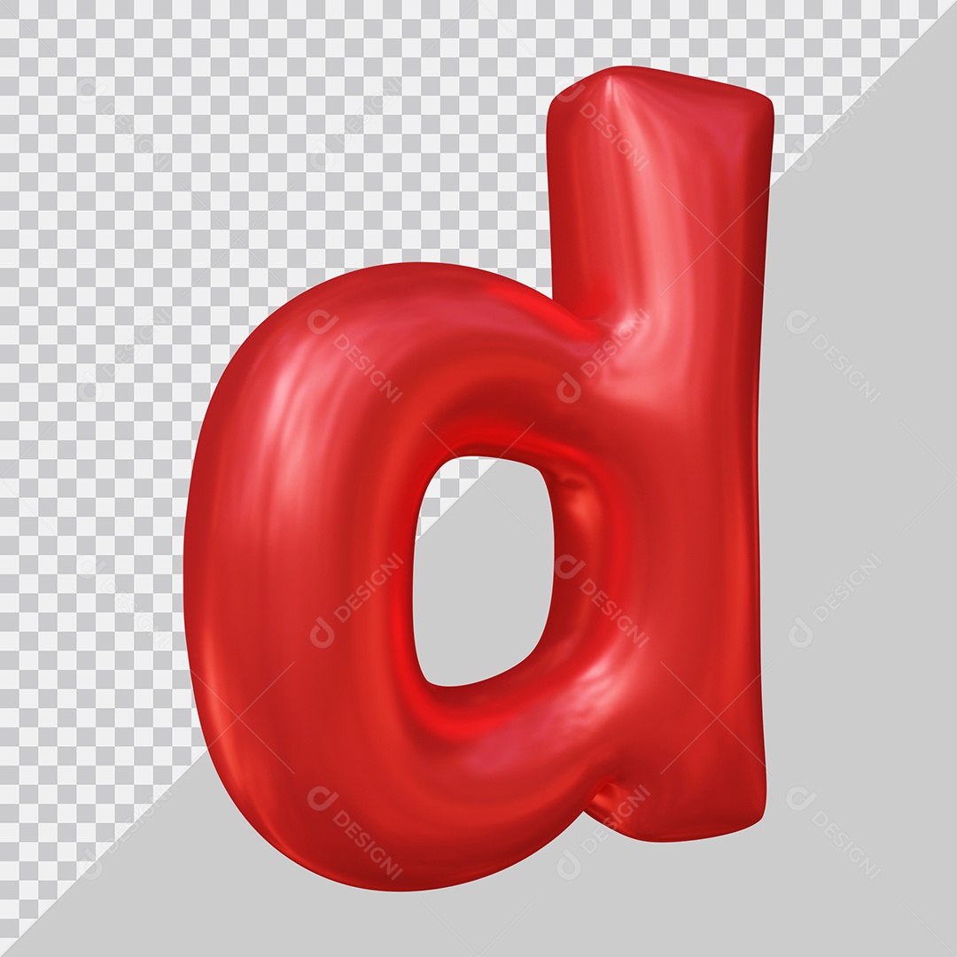 Elemento 3D Para Composição Letra D Minúscula Vermelha PSD