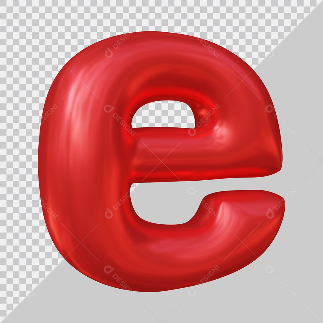 Elemento 3D Para Composição Letra E Minúscula Vermelha PSD