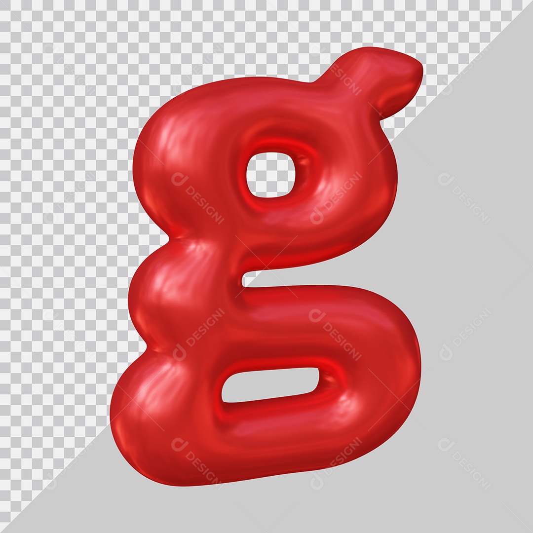 Elemento 3D Para Composição Letra G Minúscula Vermelha PSD