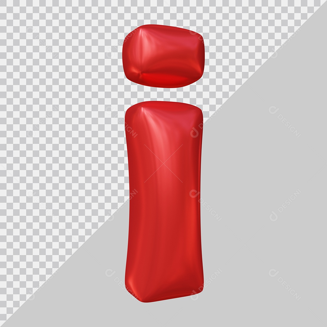 3D Element For Compositing Red Lowercase Letter I PSD