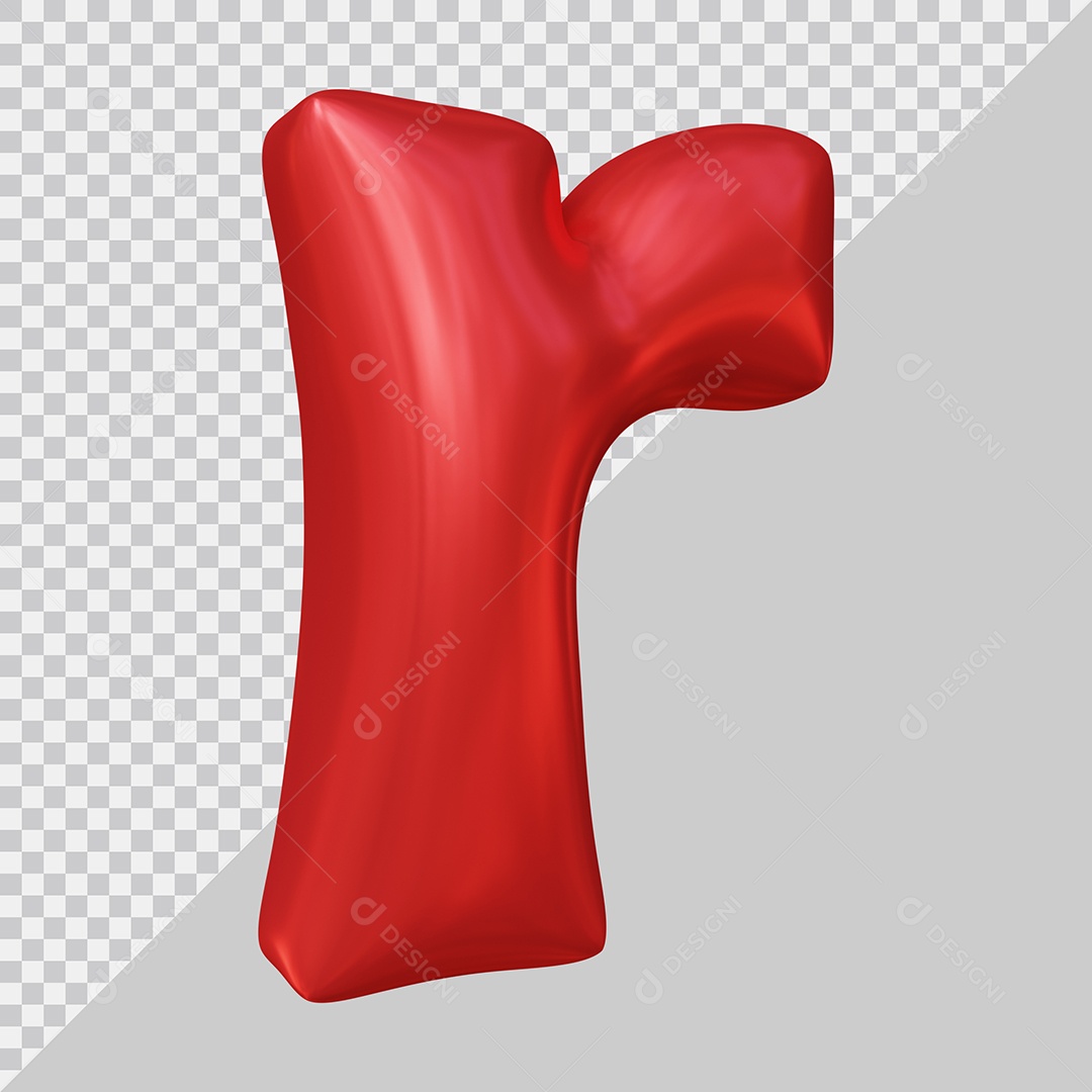 Elemento 3D Para Composição Letra R Minúscula Vermelha PSD