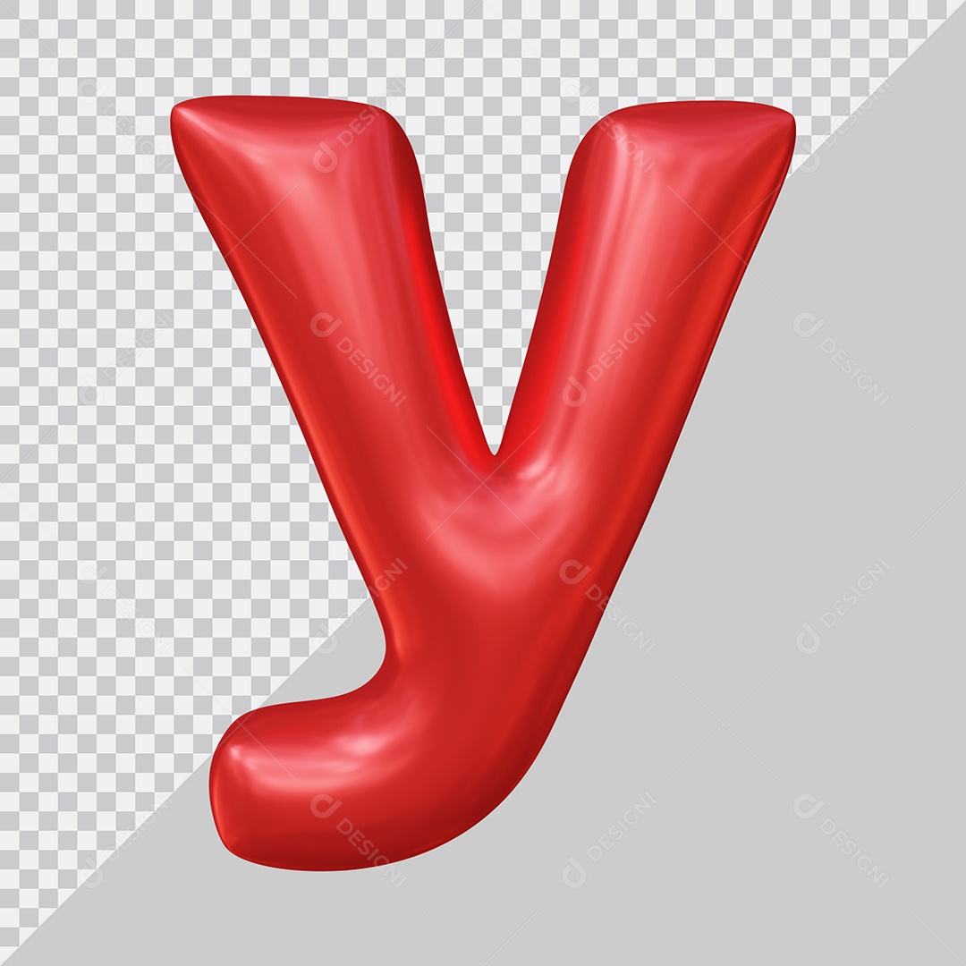 Elemento 3D Para Composição Letra Y Minúscula Vermelha PSD