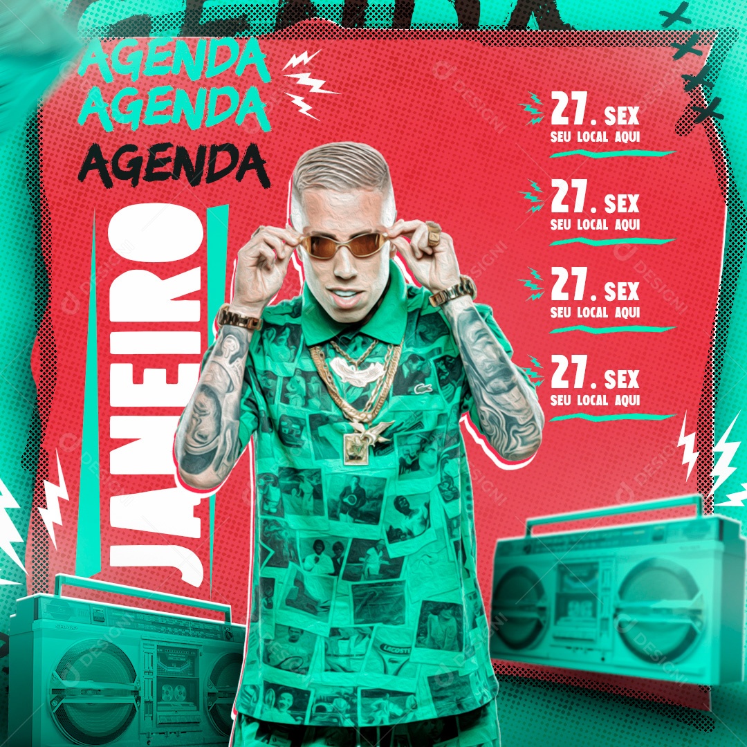 Post Flyer Agenda Verão Funk Mc Daniel Social Media PSD Editável