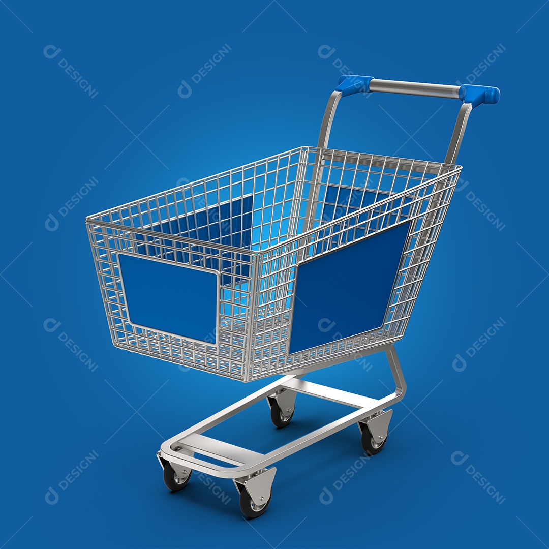 Elemento 3D Para Composição Carrinho de Compras PSD + PNG