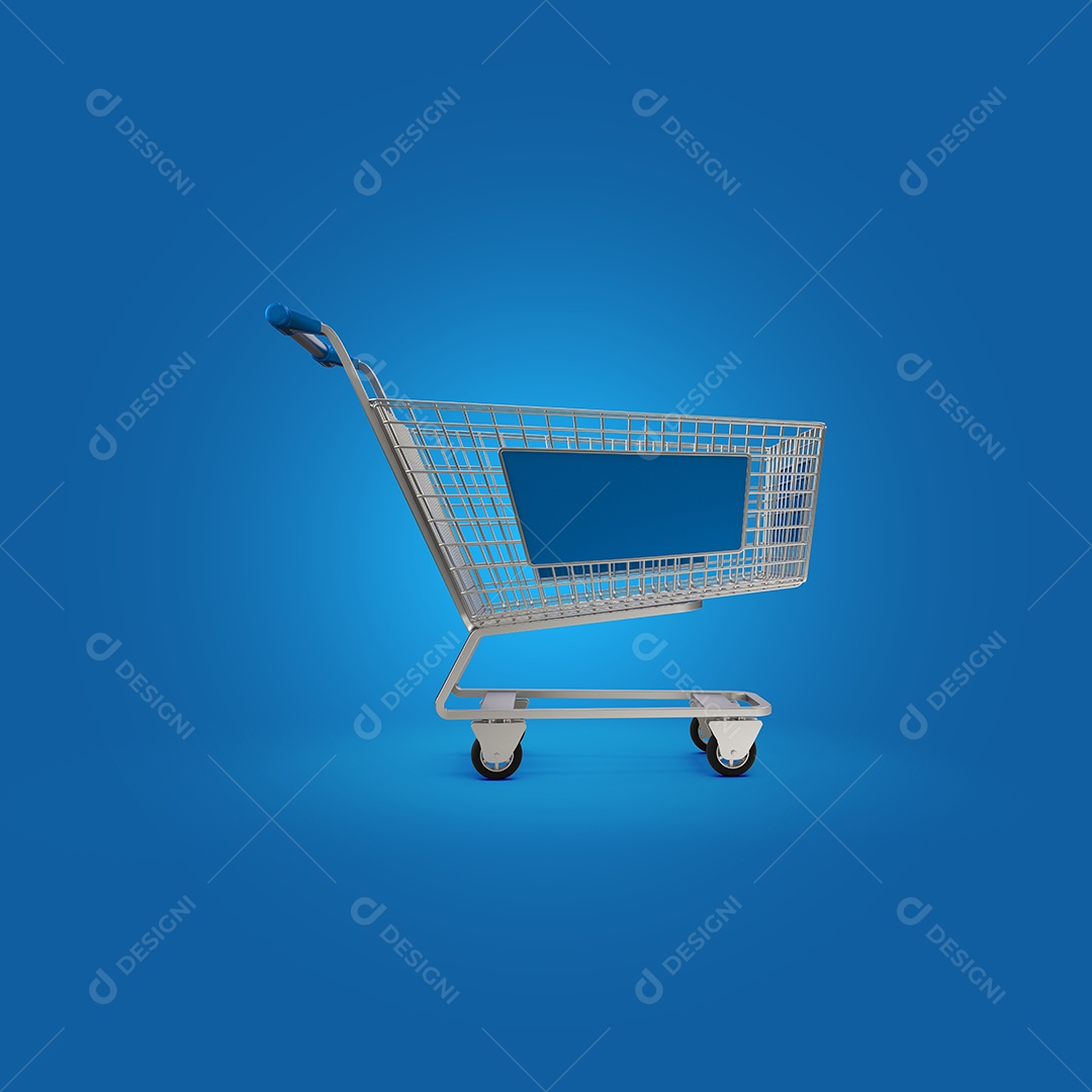 Elemento 3D Para Composição Carrinho de Compras PSD + PNG