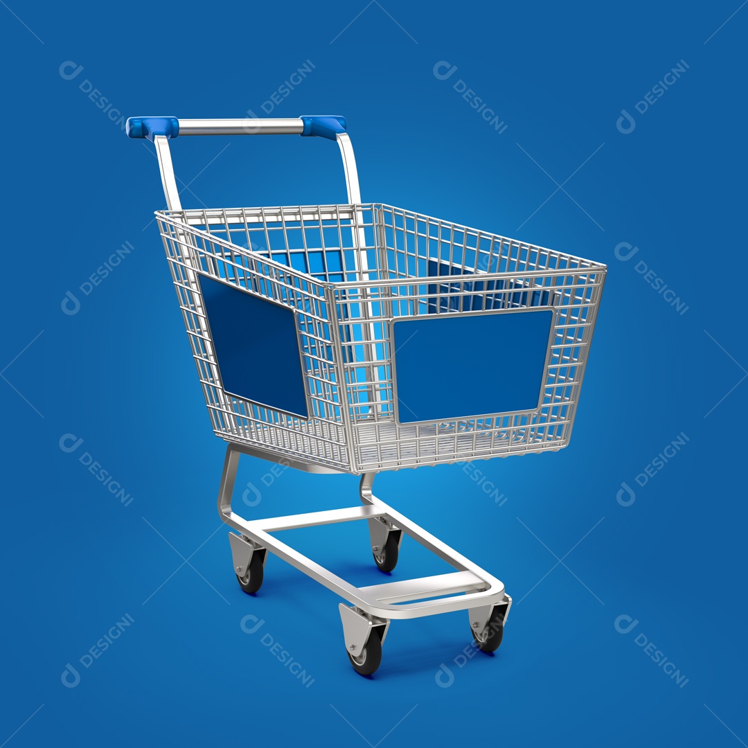 Elemento 3D Para Composição Carrinho de Compras PSD + PNG