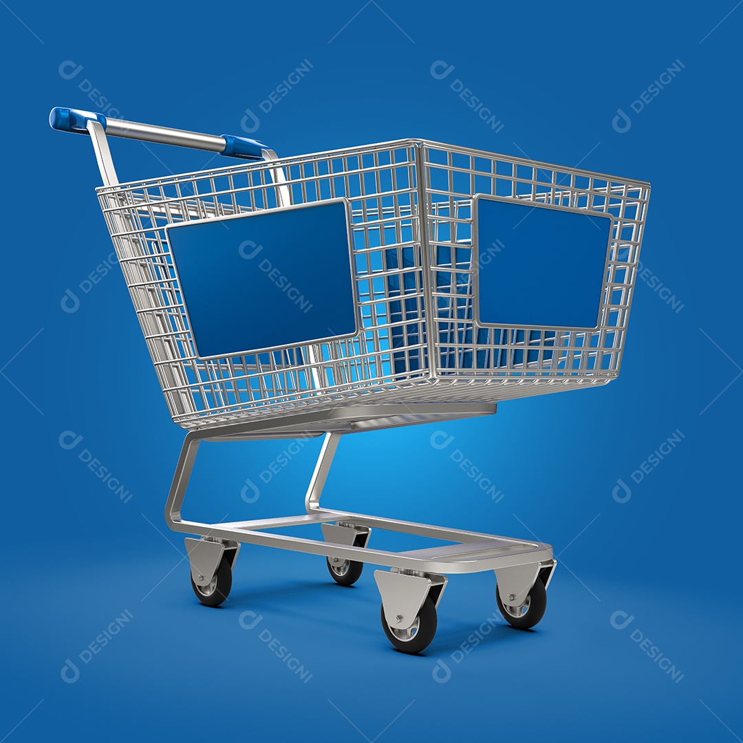 Elemento 3D Para Composição Carrinho de Compras PSD + PNG