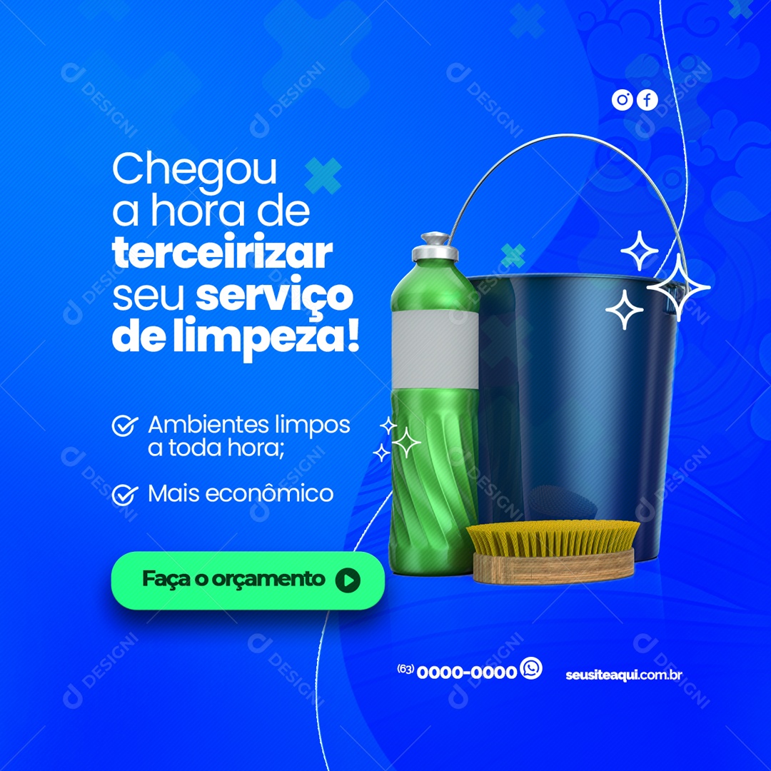 Tercerize Seu Seviço de Limpeza e Economia! Social Media PSD Editável