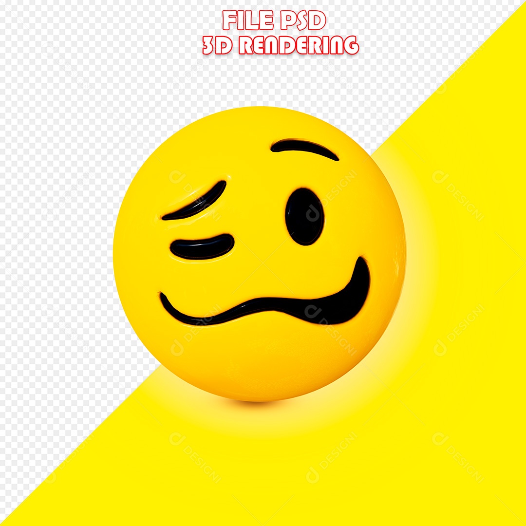 Elemento 3D Emoji Cara de Tonto Para Composição PSD