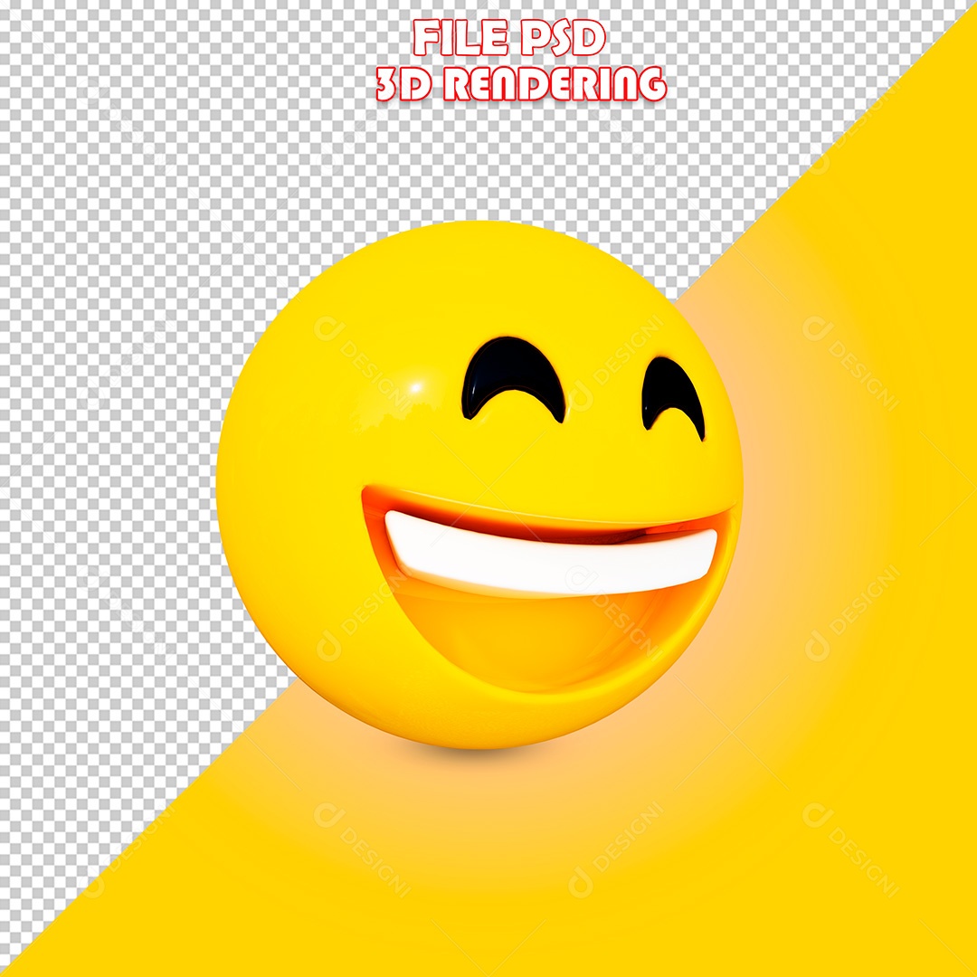 Elemento 3D Emoji Sorridente Para Composição PSD