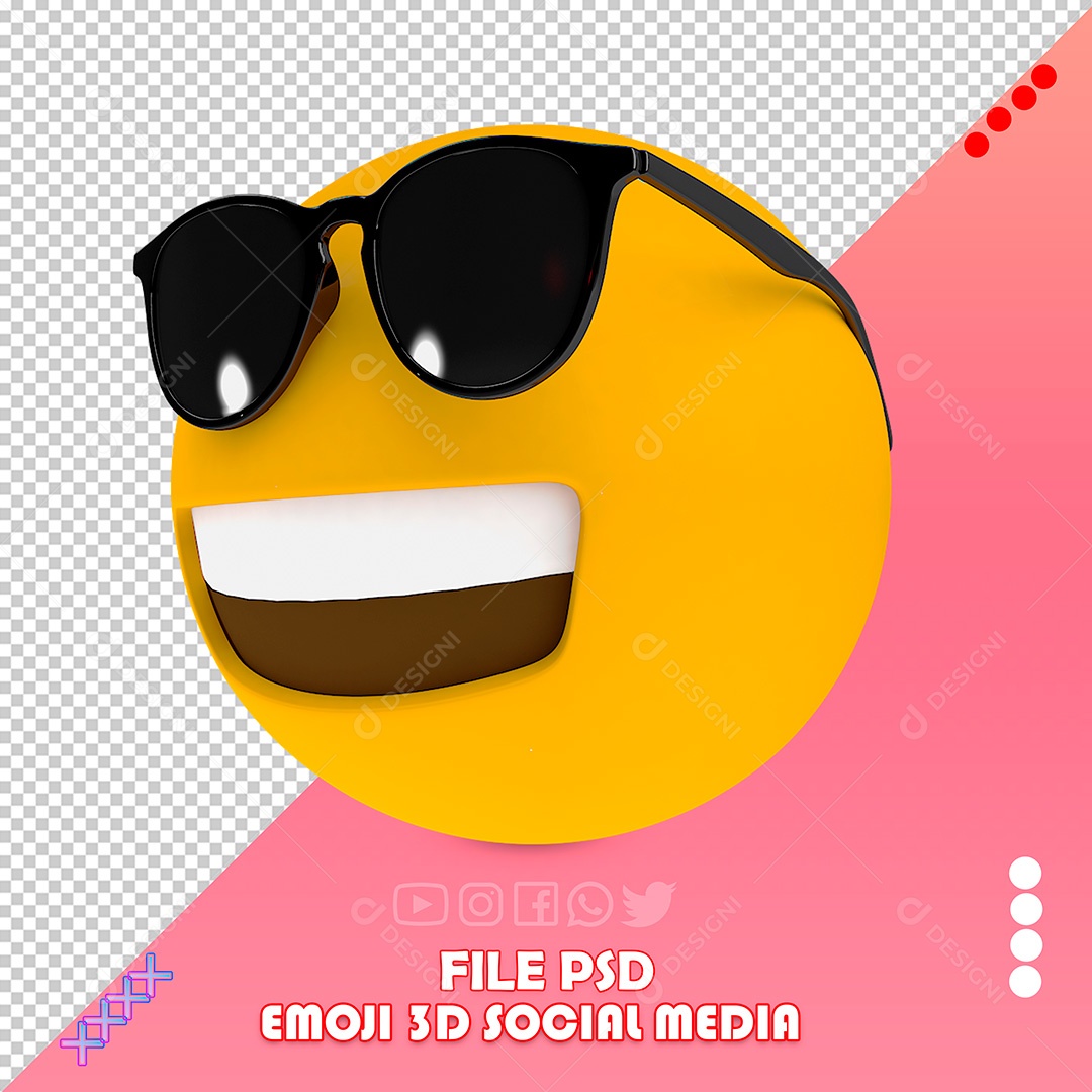 Elemento 3D Emoji Com Óculos Para Composição PSD