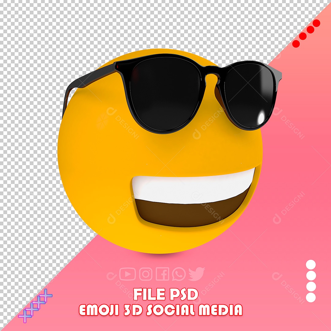 Elemento 3D Emoji Com Óculos Para Composição PSD