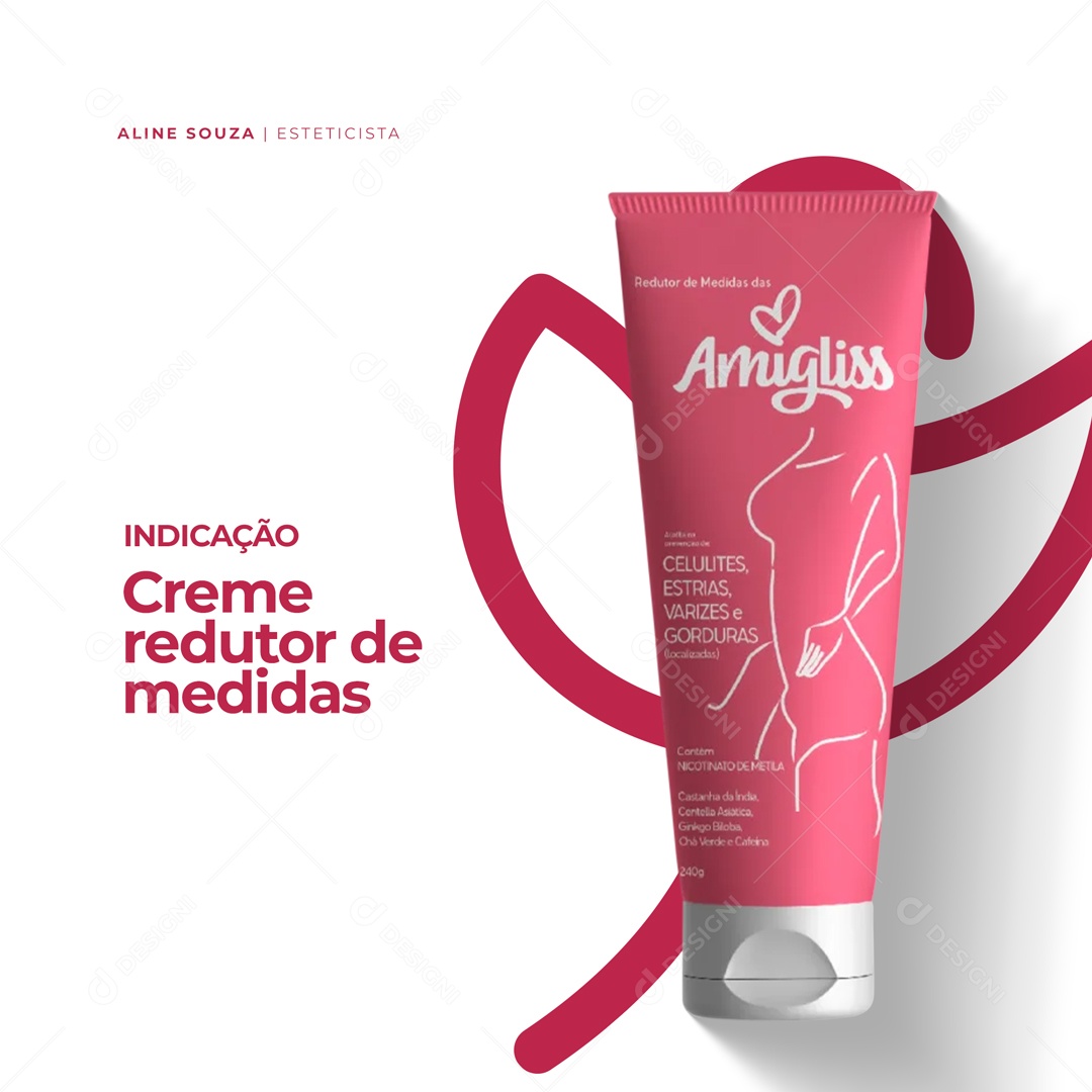 Creme Redutor de Medidas Clínica de Estética Social Media PSD Editável