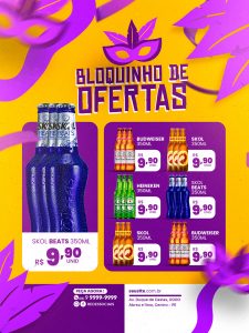 Encarte Bloquinho de Ofertas Cervejaria Carnaval Social Media PSD Editável