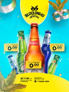 Encarte Bloquinho Ofertas Carnaval Cervejaria Social Media PSD Editável