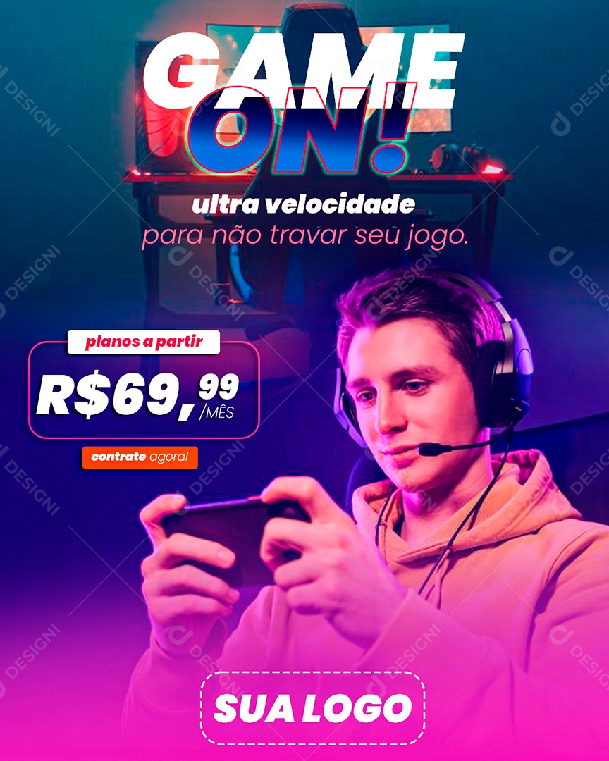 Post Provedor de Internet Game ON Social Media PSD Editável