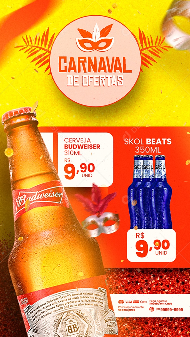 Story Encarte Carnaval de Ofertas Cervejaria Social Media PSD Editável