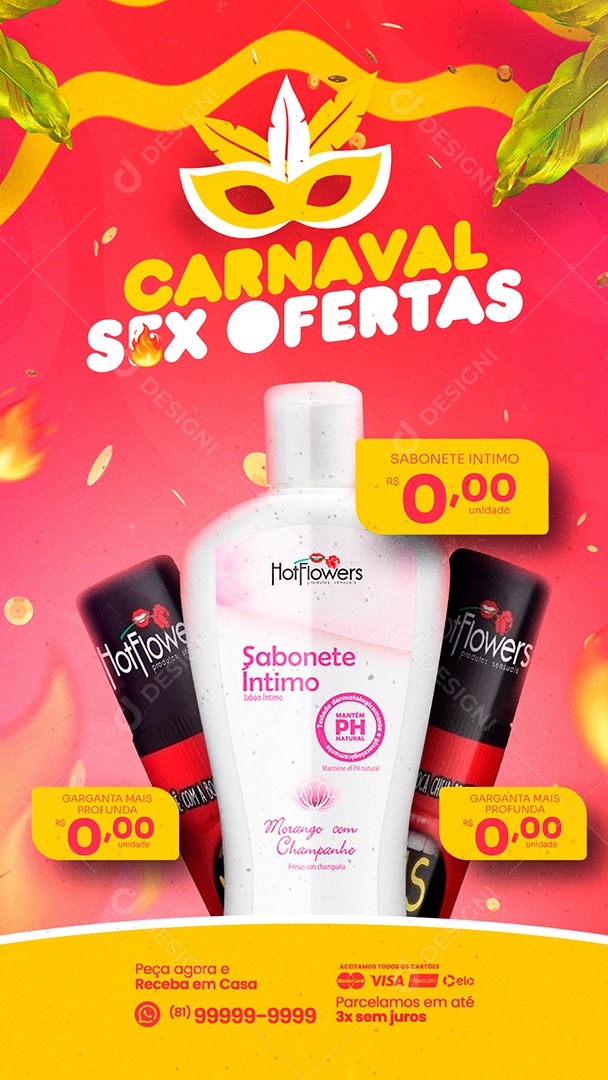 Story Encarte de Sexshop Carnaval Sex de Ofertas Social Media PSD Editável