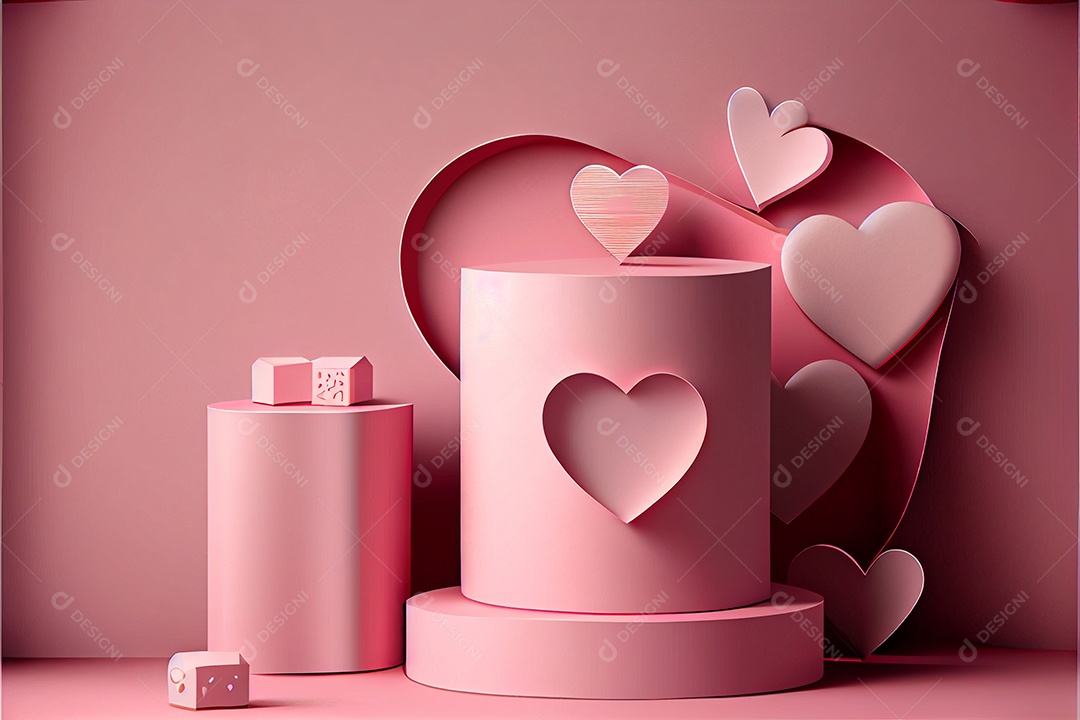 Amor, dia dos namorados.12 de junho Estilo de corte de papel 3D arte gerada