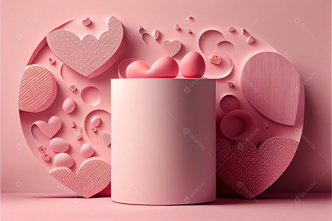 Amor, dia dos namorados.12 de junho Estilo de corte de papel 3D arte gerada