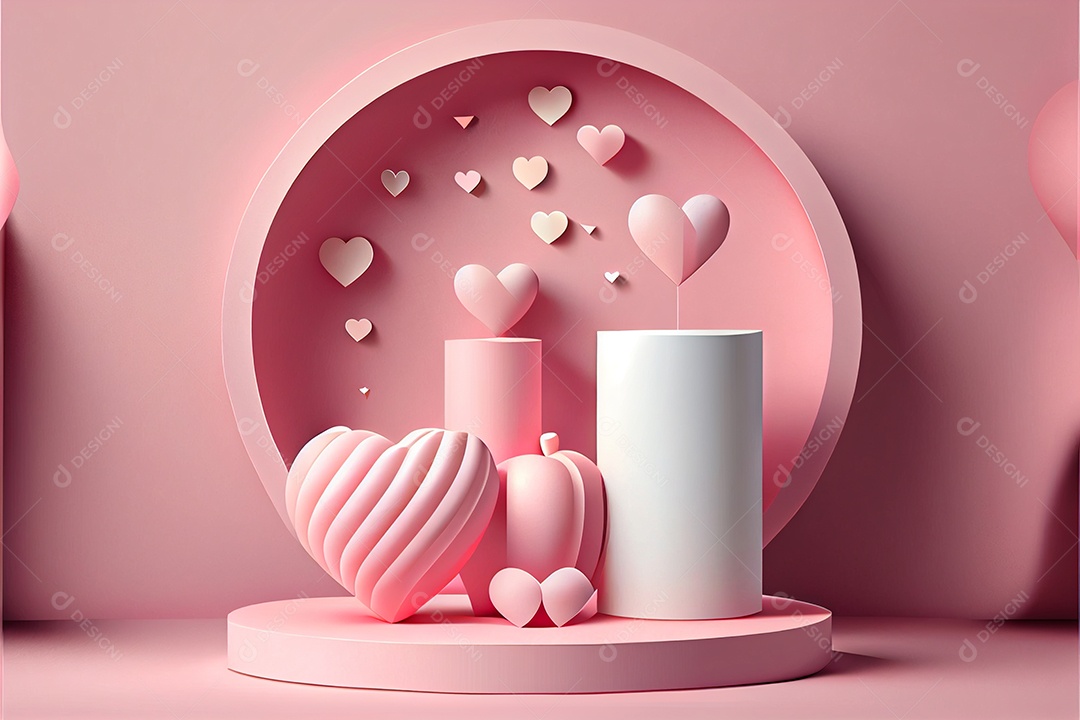 Amor, dia dos namorados.12 de junho Estilo de corte de papel 3D arte gerada