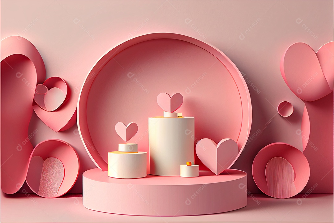 Amor, dia dos namorados.12 de junho Estilo de corte de papel 3D arte gerada