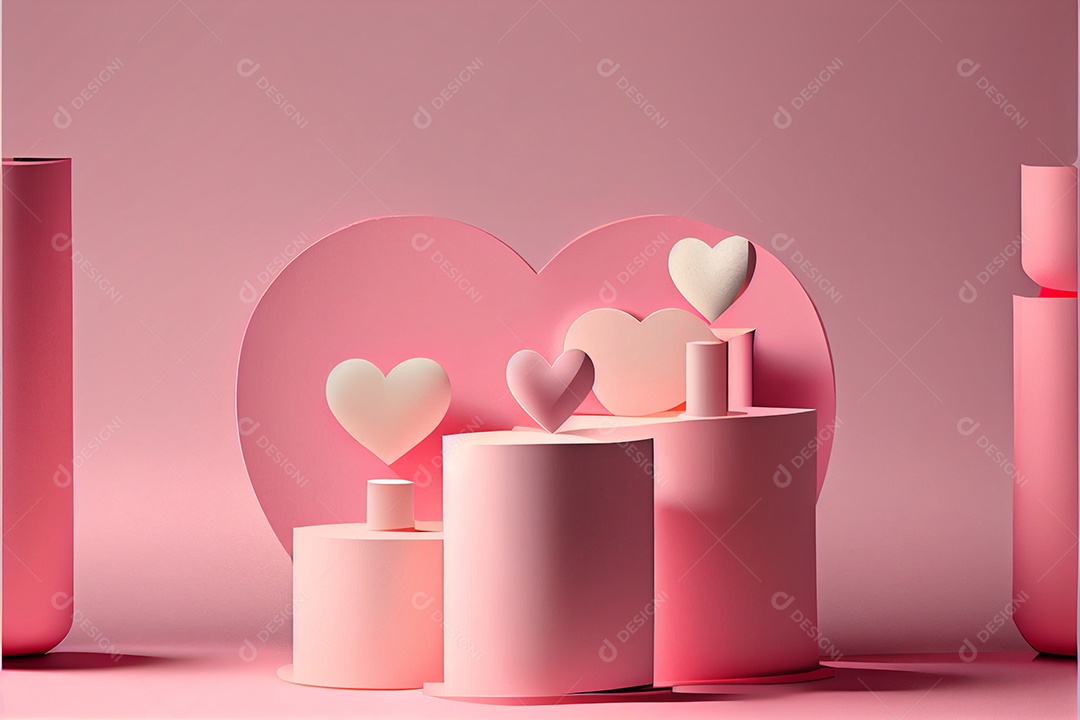 Amor, dia dos namorados.12 de junho Estilo de corte de papel 3D arte gerada