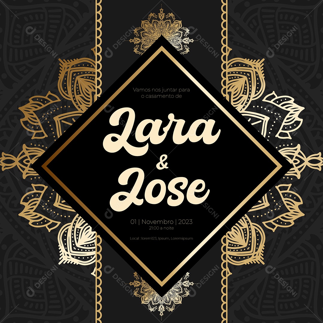 Modelo de Convite de Casamento EPS Editável