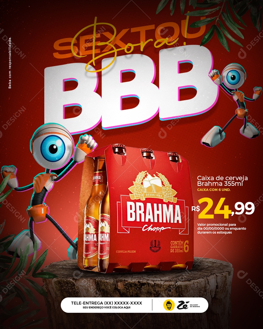 Sextou Bora BBB Social Media PSD Editável
