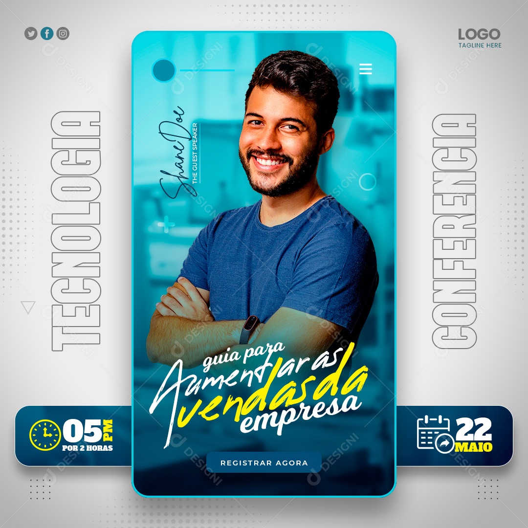 Post Marketing Digital Aumentar as Vendas Social Media PSD Editável