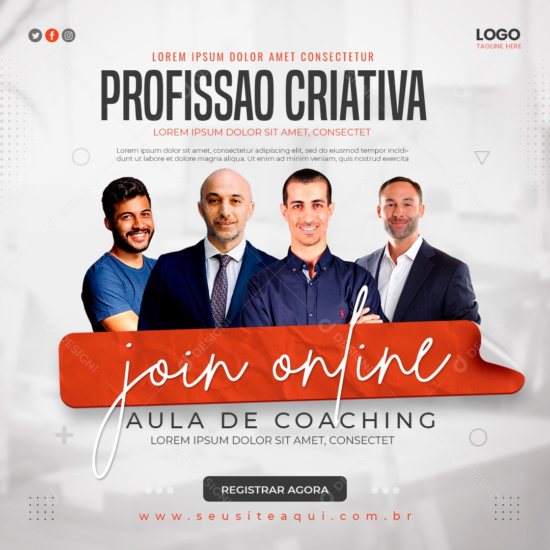 Post Marketing Digital Aula de Coach Social Media PSD Editável