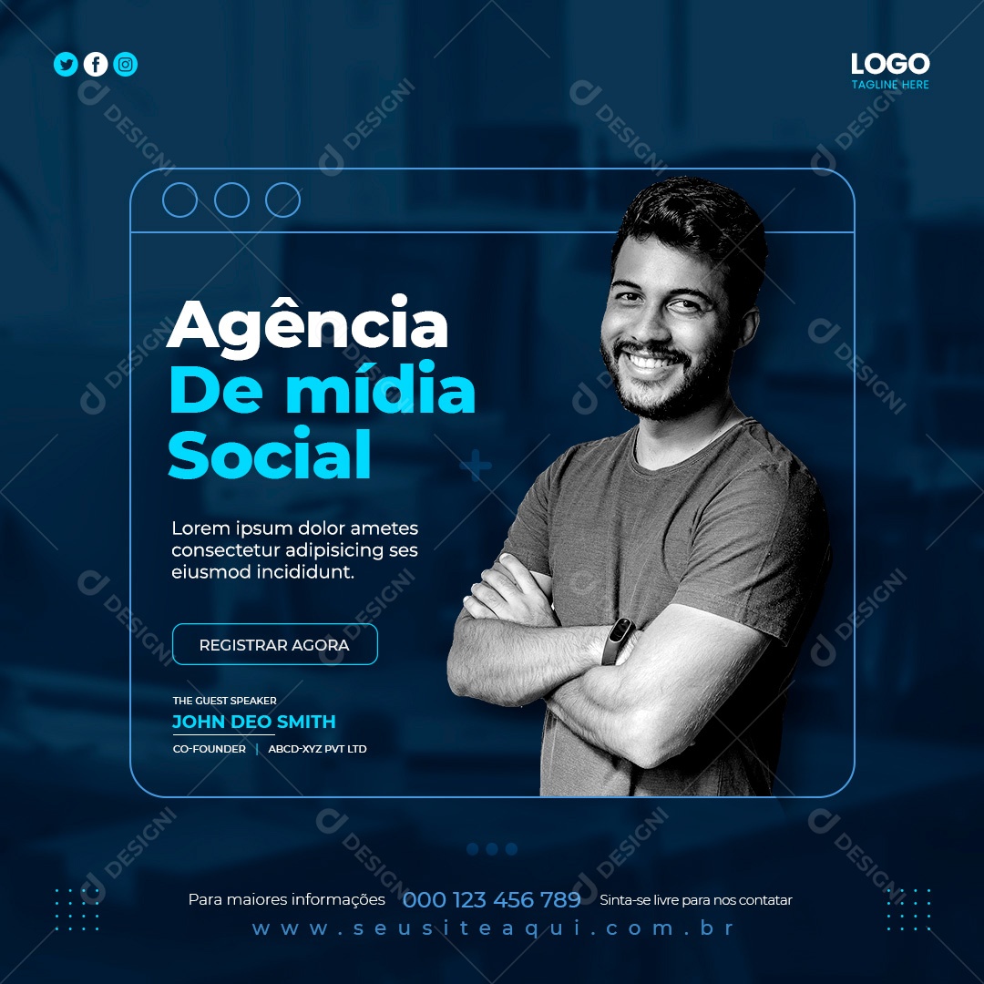 Post Marketing Digital Agência de Mídia Social Social Media PSD Editável