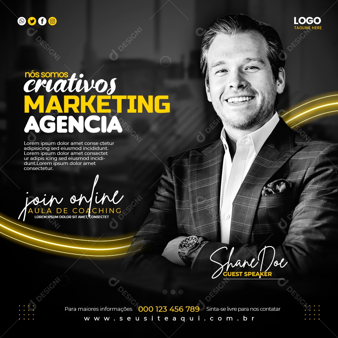 Post Marketing Agencia Digital Social Media PSD Editável