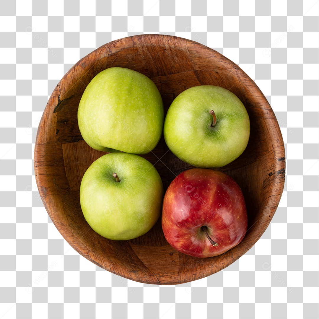 Maçãs verdes sobre uma tigela PNG Transparente