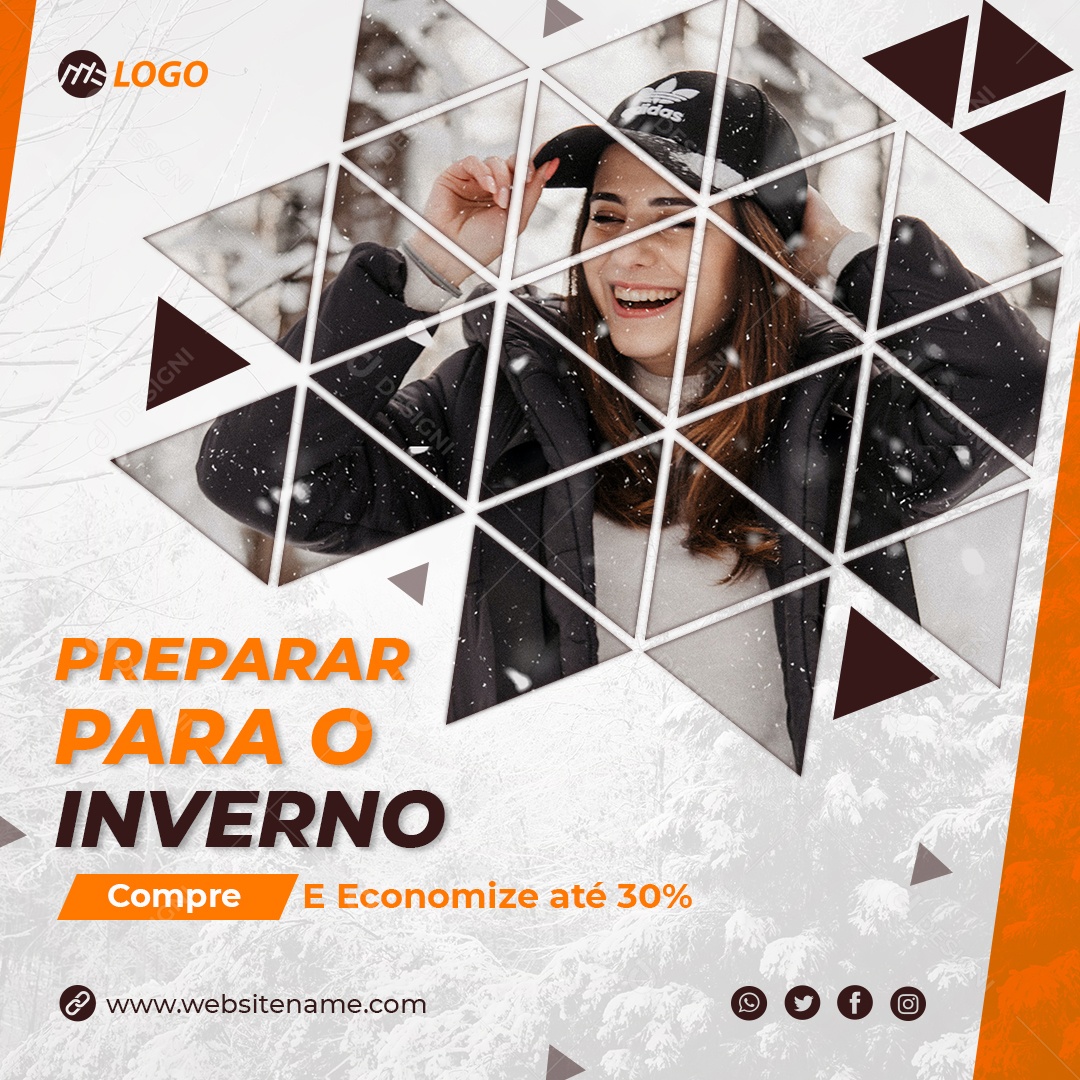 Preparar Para o Inverno Compre e Economize Até 30% de Desconto Social Media PSD Editável