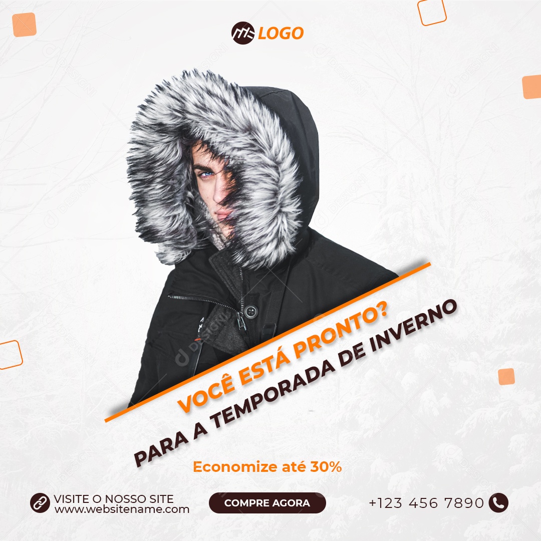 Preparar Para o Inverno Compre e Economize Até 30% de Desconto Social Media PSD Editável