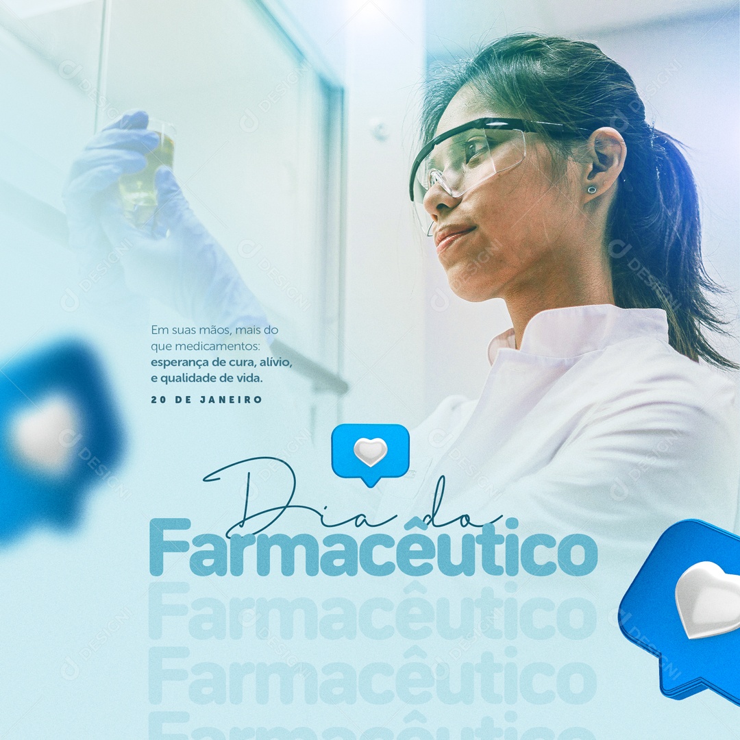 Dia do Farmacêutico Em Suas Mãos Mais do Que Medicamentos Esperança de Cura Alívio e Qualidade de Vida Social Media PSD Editável