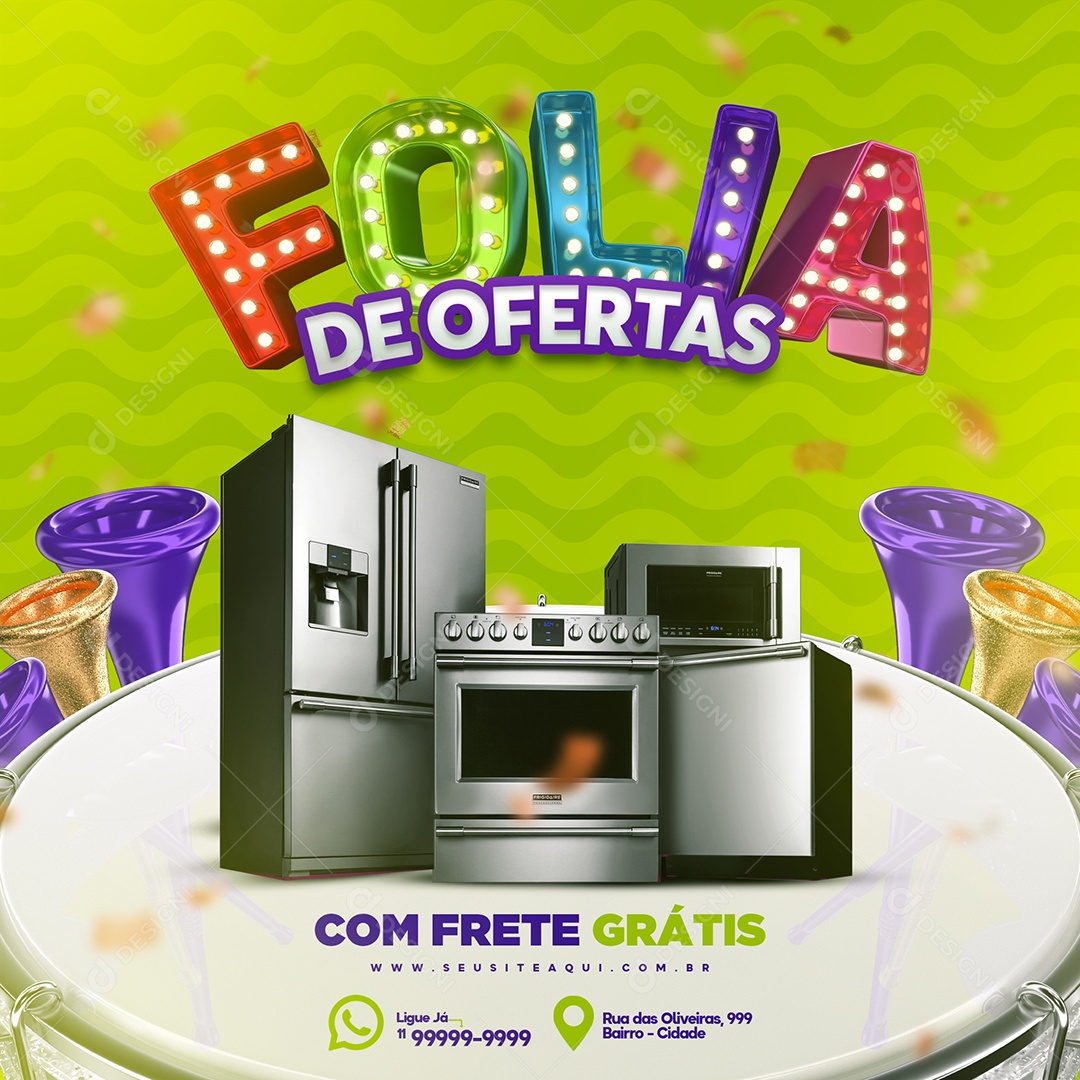 Folia de Ofertas Com Frete Grátis Social Media PSD Editável