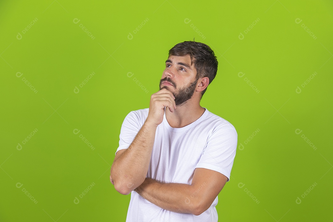 Bearded young boy man over isolated background